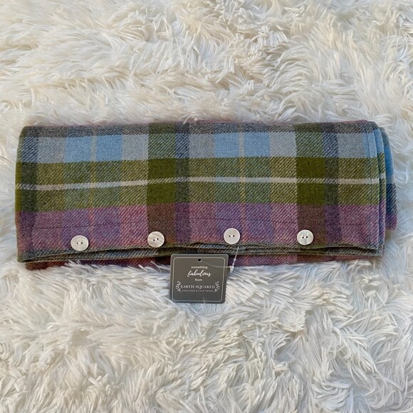 Earth Squared Plaid Wool Wrap Free Trade Hybrid Poncho Lap Blanket One Size NWT - Picture 7 of 13